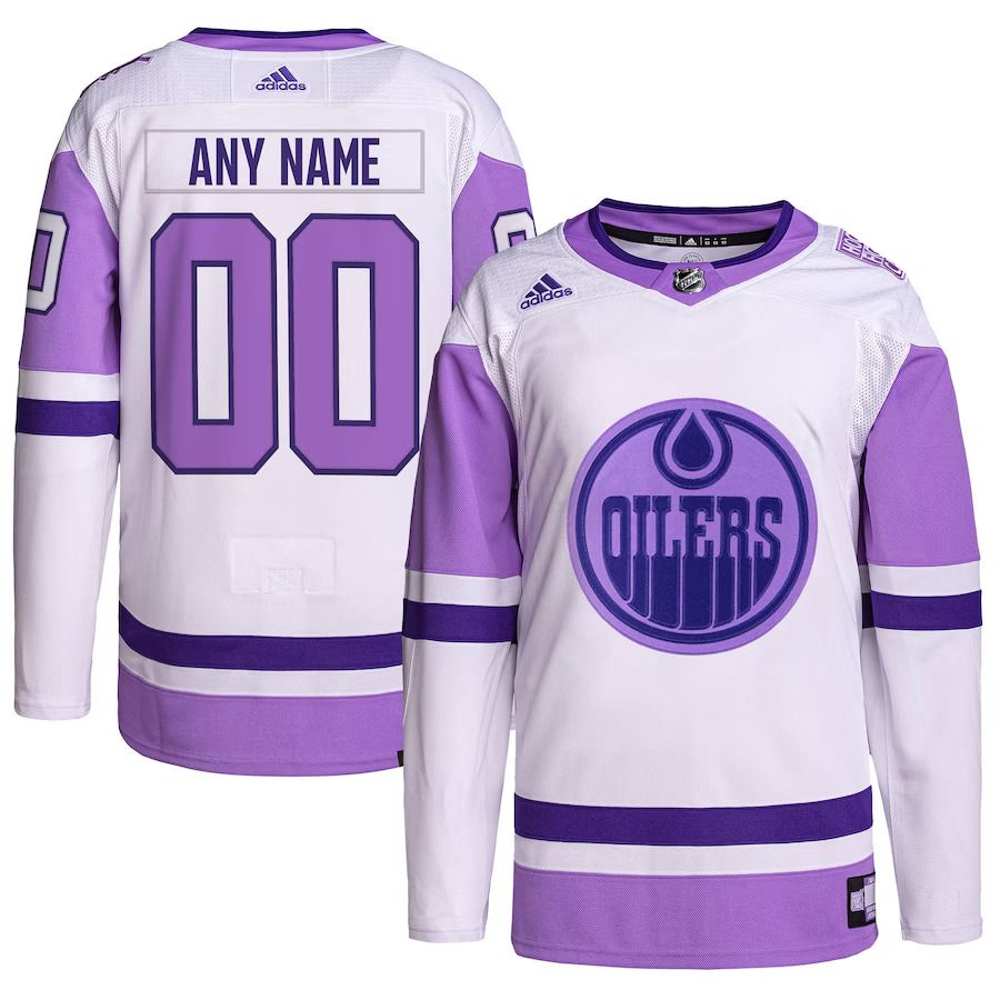 Men Edmonton Oilers adidas White Purple Hockey Fights Cancer Primegreen Authentic Custom NHL Jersey->customized nhl jersey->Custom Jersey